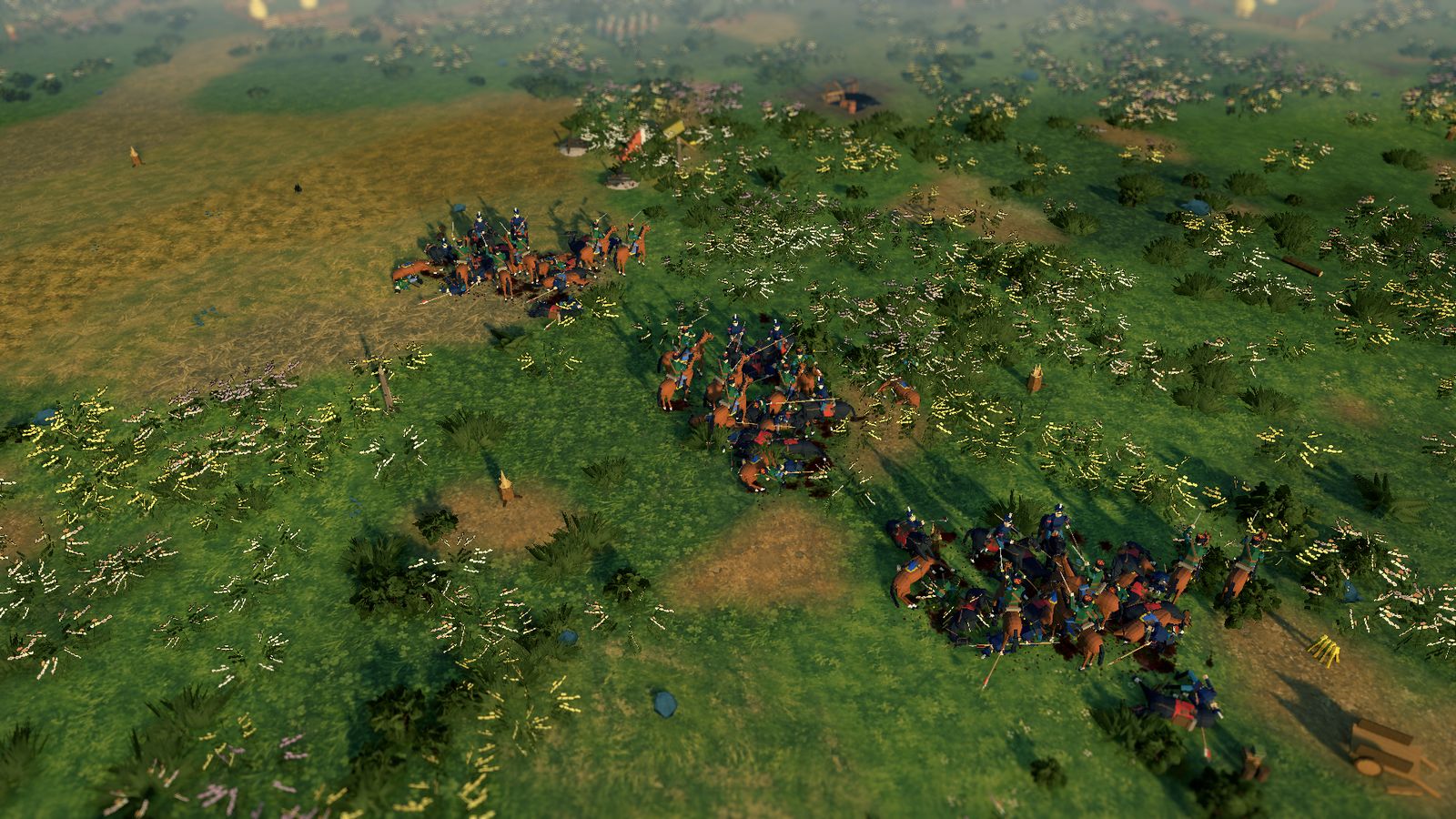 Two bodies of cavalry clash on open grassland